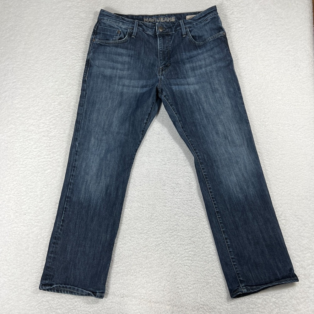 Mavi Matt Jeans Men 36 (35x28.5) Straight Relaxed Fit Dark Wash Stretch Denim